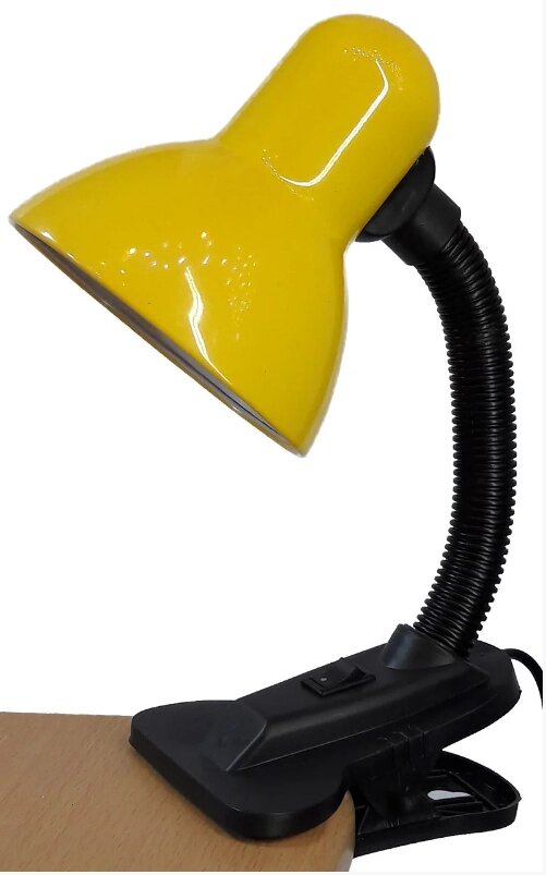Лампа настольная UT-123C 60 Вт Е27 на прищепке желтая ствол 16см шнур 0,9м Уютель от компании Уютель - фото 1