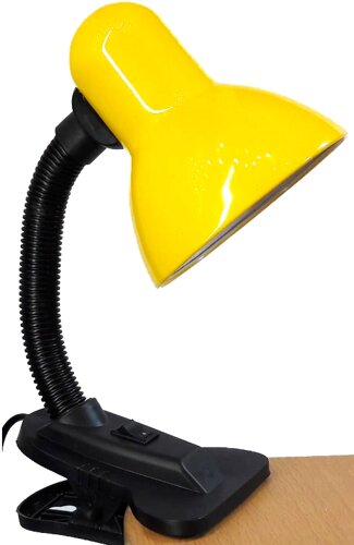 Лампа настольная UT-123C 60 Вт Е27 на прищепке желтая ствол 16см шнур 0,9м