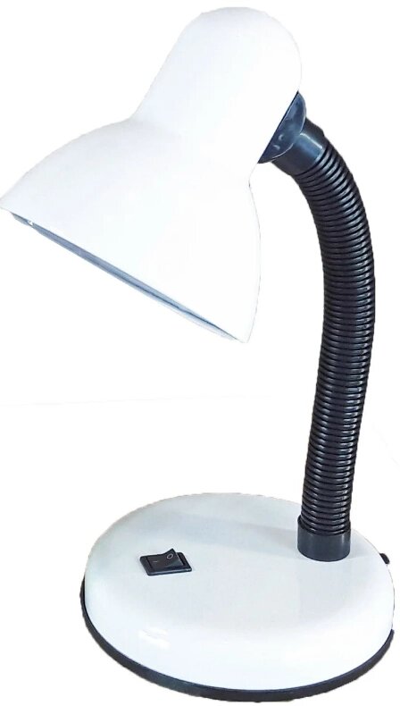 Лампа настольная UT-208А Е27 60W белая на металлической подставке шнур 1,5м Уютель от компании ИП Набока В.М. - фото 1