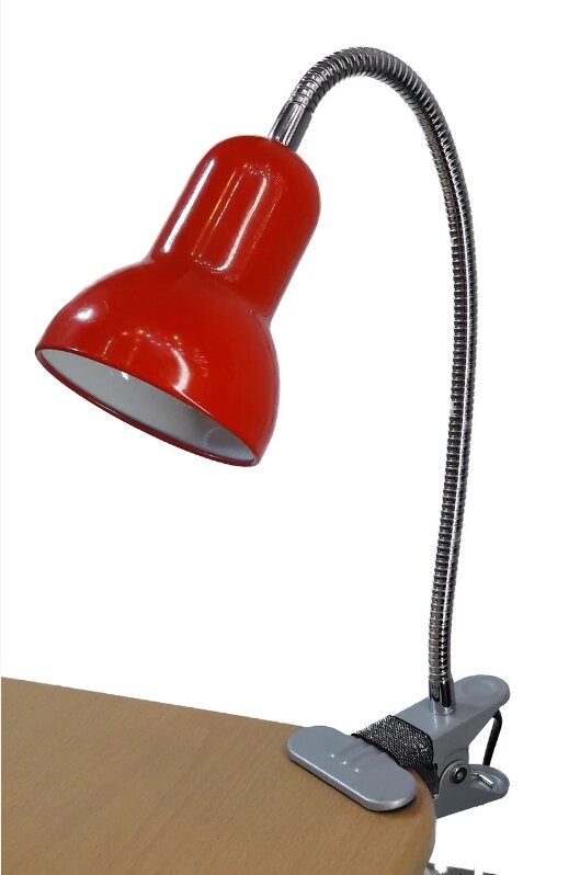 Лампа настольная UT-702 Е27 60W красная на прищепке шнур с выкл. 1,5 м от компании ИП Набока В.М. - фото 1