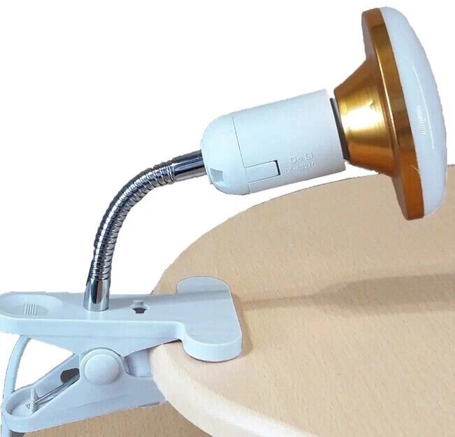 Лампа настольная UT-730 Е27 с LED лампой 12Вт белая на прищепке длина ствола 12см шнур с выкл. 1,1 м Уютель ##от компании## Уютель - ##фото## 1