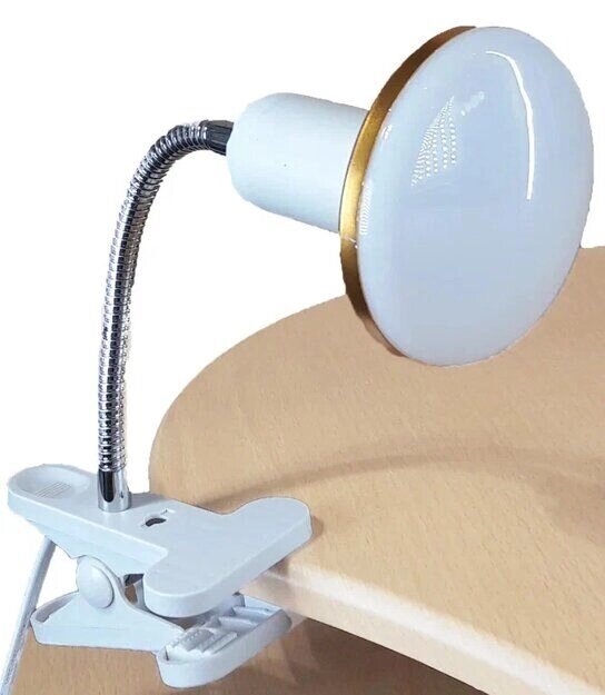 Лампа настольная UT-731 Е27 с LED лампой 12Вт белая на прищепке длина ствола 20см шнур с выкл. 1,1 м Уютель от компании Уютель - фото 1