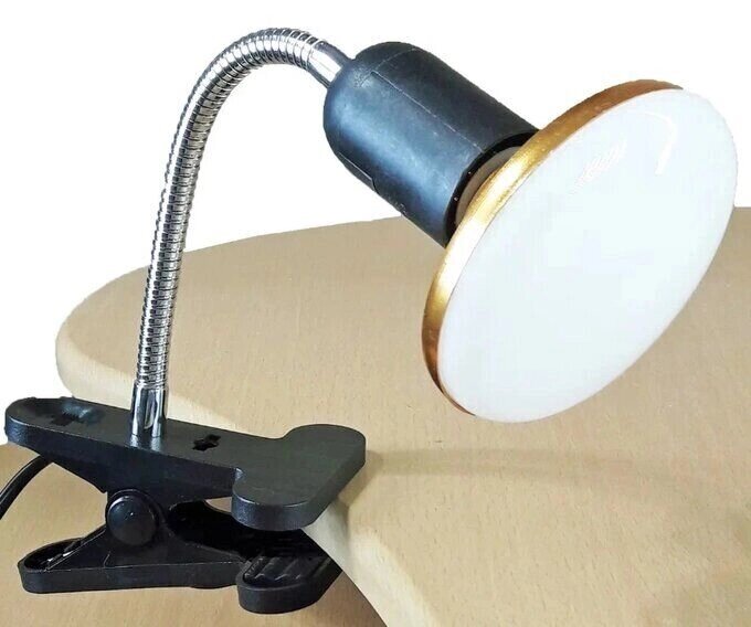 Лампа настольная UT-731 Е27 с LED лампой 12Вт черная на прищепке длина ствола 20см шнур с выкл. 1,1 м Уютель ##от компании## Уютель - ##фото## 1