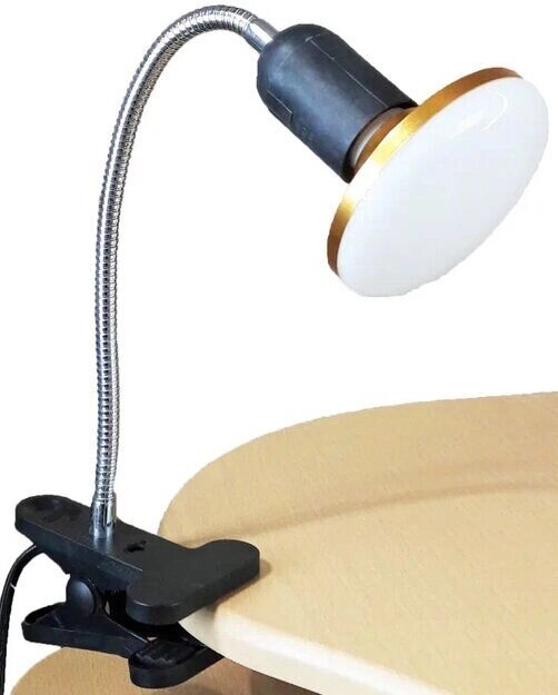 Лампа настольная UT-732 Е27 с LED лампой 12Вт черная на прищепке длина ствола 30см шнур с выкл. 1,1 м от компании ИП Набока В.М. - фото 1