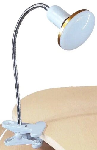 Лампа настольная UT-733 Е27 с LED лампой 12Вт белая на прищепке длина ствола 40см шнур с выкл. 1,1 м