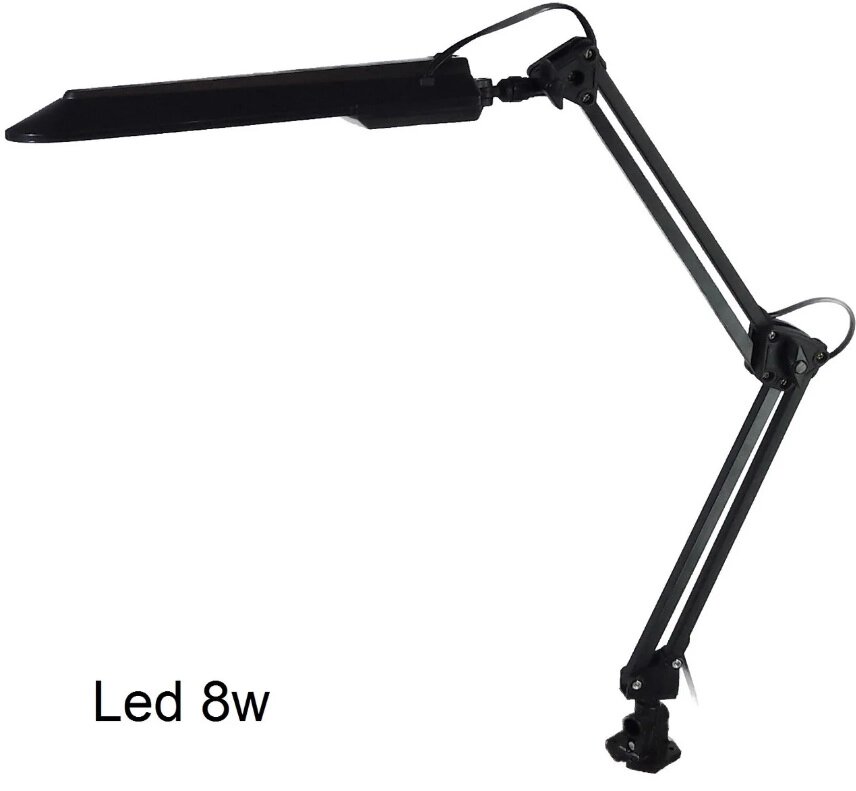 Лампа настольная UTLed-017C светодиодная 8W G23 черная на струбцине шнур 1,5 м Уютель ##от компании## Уютель - ##фото## 1