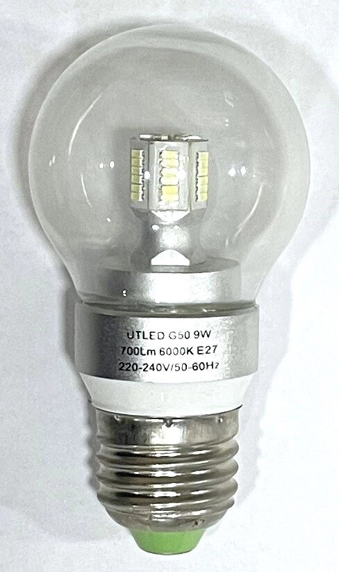 Лампа светодиодная G50 9Вт 700Лм E27 360° 4500К прозрачное стекло от компании ИП Набока В.М. - фото 1