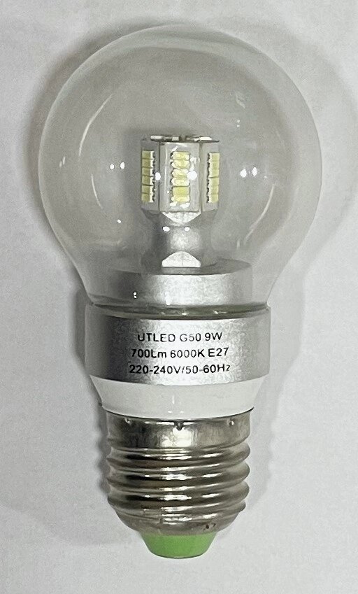 Лампа светодиодная G50 9Вт 700Лм E27 360° 6000К прозрачная колба от компании ИП Набока В.М. - фото 1