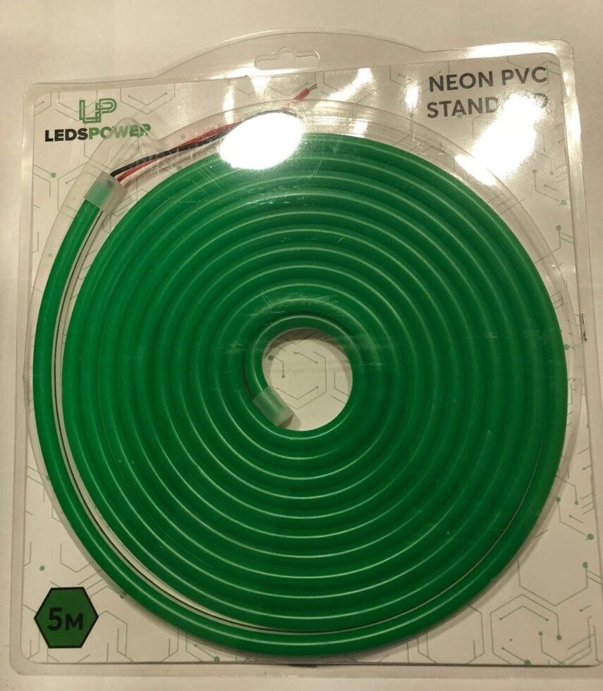 Неон зеленый 8х16мм 12в 9Вт 5м пвх стандарт от компании Уютель - фото 1