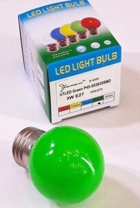 Лампа светодиодная зеленая P45 3Вт E27 Green Уютель D0325