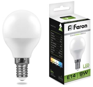 Лампа светодиодная Feron LB-550 Шарик E14 9W 4000K G45 820Lm 25802 в Ростовской области от компании Уютель