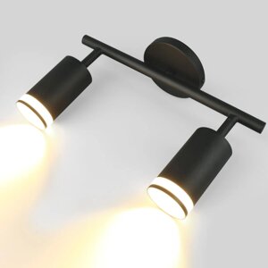 Спот двойной на основании GWL-2GU10-M-IP20 Башня 661834 черный с боковым рассеивателем
