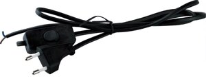 Сетевой шнур 1.7м с вилкой и выключателем черный