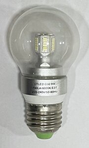 Лампа светодиодная G50 9Вт 700Лм E27 360° 6000К прозрачная колба Уютель