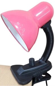 Лампа настольная с диммером UT-102A 60 Вт Е27 на прищепке розовая ствол 12см шнур 1,5м Уютель