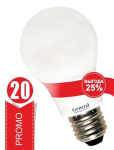 Лампа 20Вт E27 2700К светодиодная промо GLDEN-WA60P-20-230-E27-2700 Promo угол 270 1180Лм General 660346