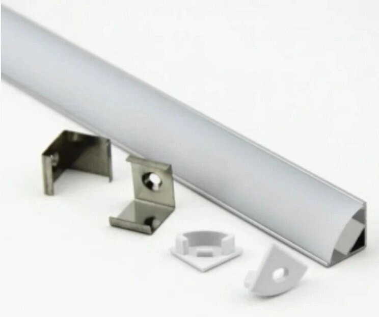Профиль 16х16 мм угловой круглый алюминиевый GAL-GLS-2000-16-16 для светодиодной ленты General 522700 от компании Уютель - фото 1