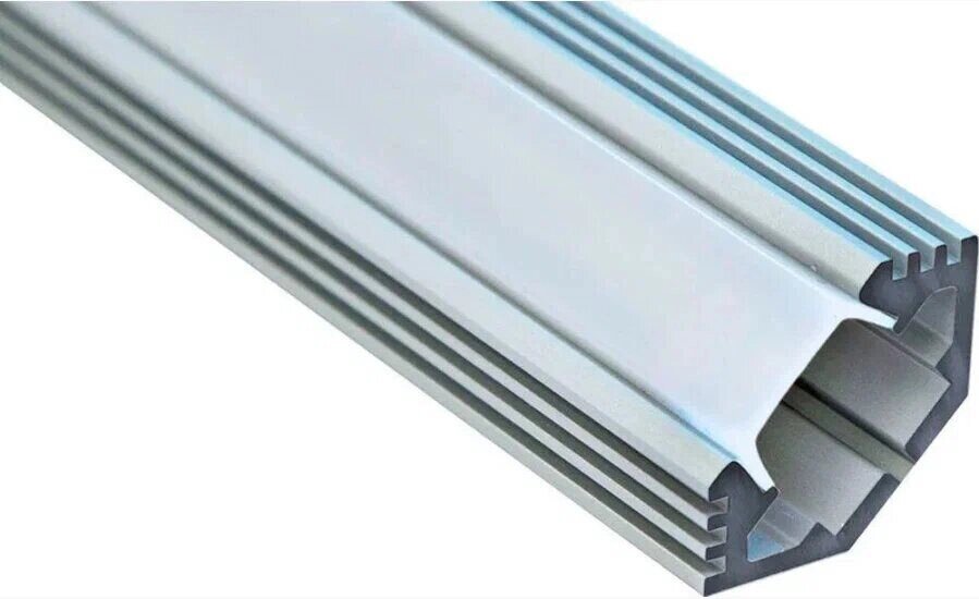 Профиль 24х10мм для светодиодной ленты угловой с фаской с заглушками серебро 2 м. CAB272 Feron 10270 ##от компании## Уютель - ##фото## 1