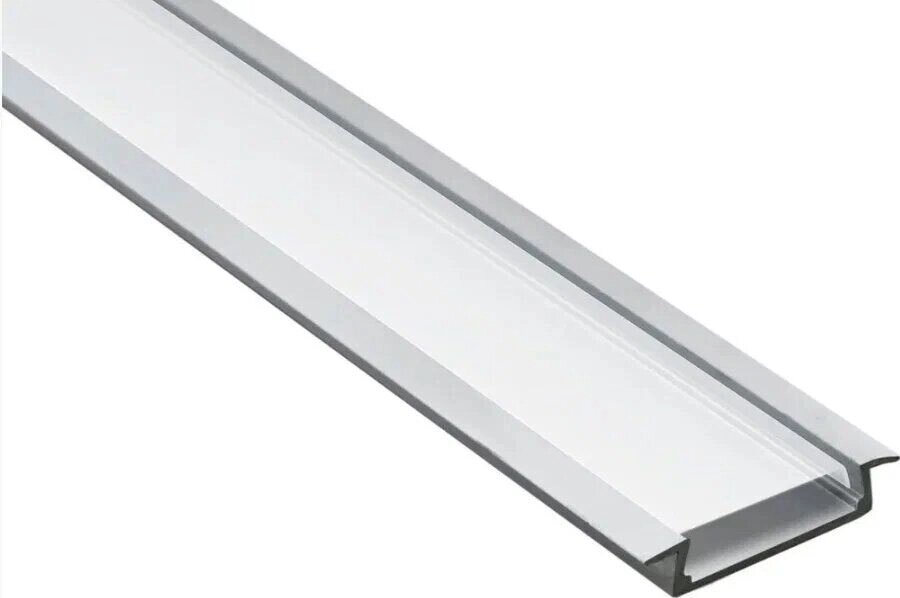 Профиль 31х6мм для светодиодной ленты встраиваемый широкий с заглушками серебро 2м CAB252 Feron 10293 ##от компании## Уютель - ##фото## 1