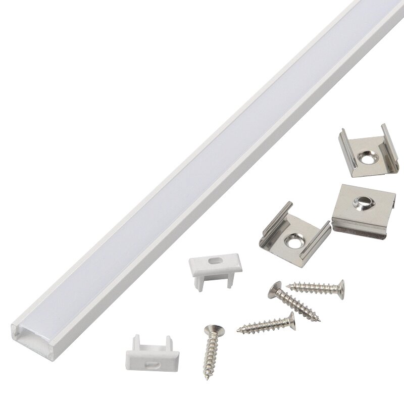 Профиль 7х16 мм белый алюминиевый GAL-GLS-2000-7-16-W для светодиодной ленты General 523320 от компании ИП Набока В.М. - фото 1