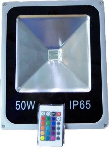 Прожектор 50 Вт RGB с пультом IP65 светодиодный от компании ИП Набока В.М. - фото 1