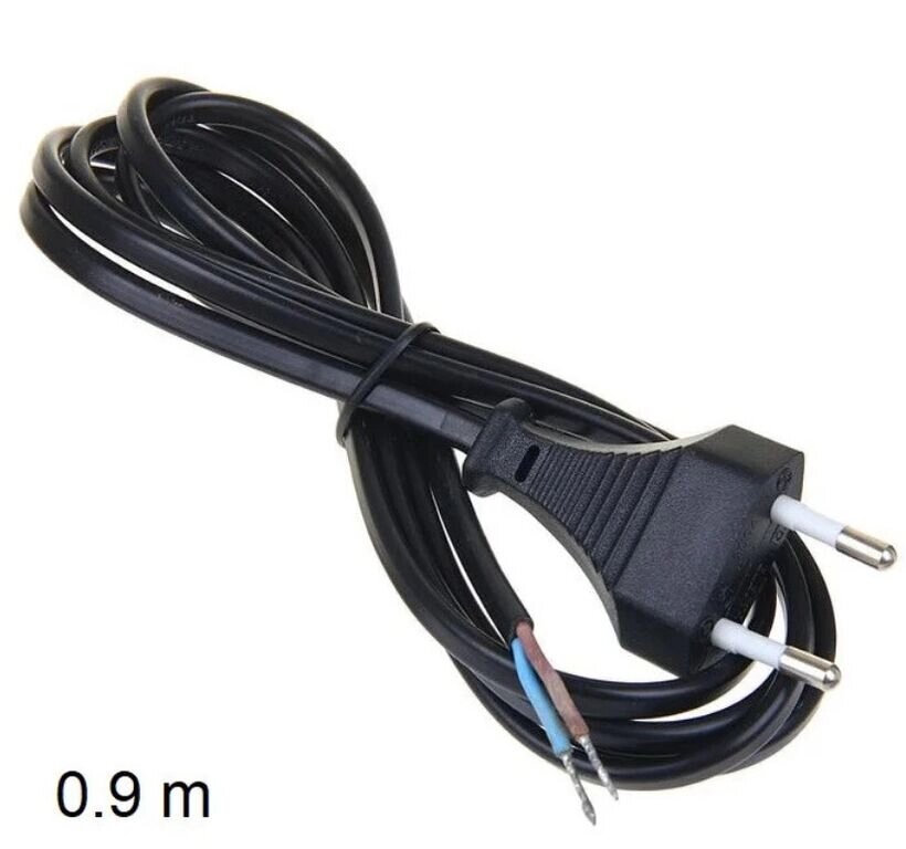 Сетевой шнур 0.9м с вилкой черный без разъема от компании ИП Набока В.М. - фото 1