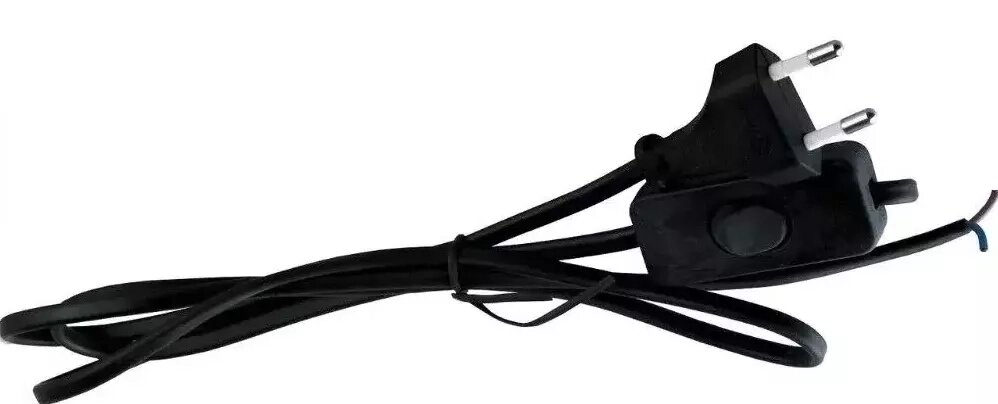 Сетевой шнур 1.5м с вилкой и выключателем черный от компании ИП Набока В.М. - фото 1
