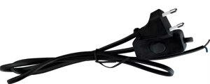 Сетевой шнур 1.5м с вилкой и выключателем черный
