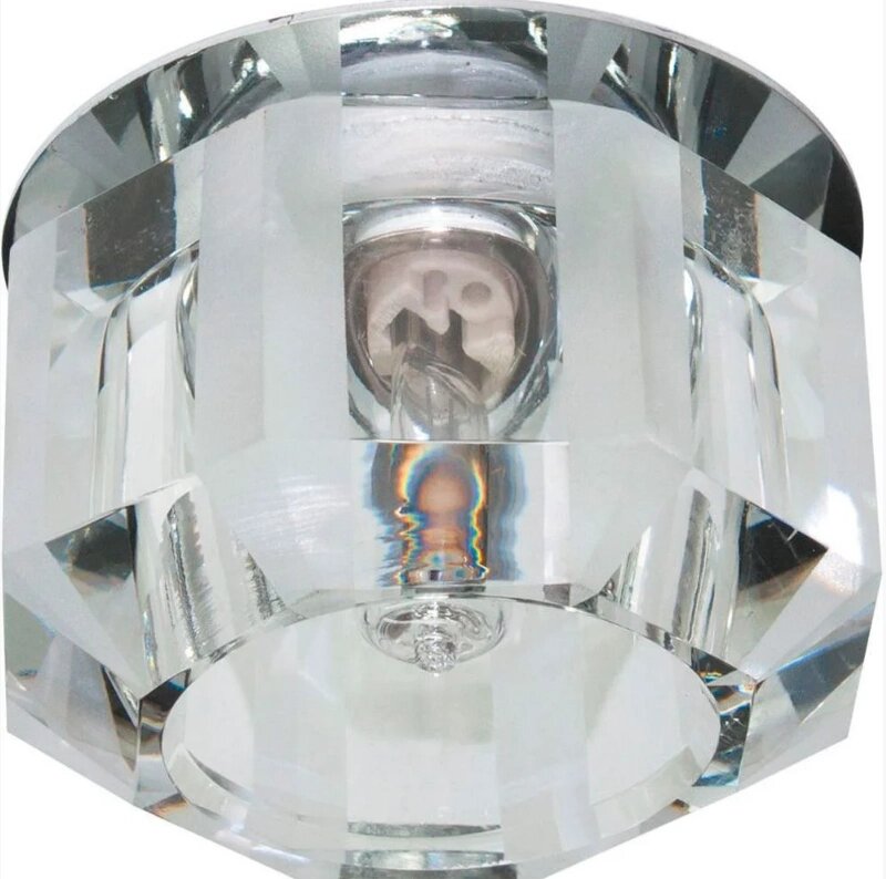 Светильник потолочный JD101 JCD9 35W G9 прозрачный-матовый, хром с лампой Feron 18991 от компании ИП Набока В.М. - фото 1