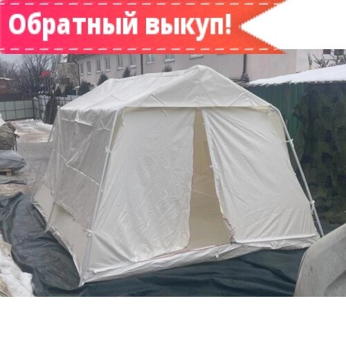 Палатка Гарнизон-7 белого цвета с полом от компании ООО Гарнизон - фото 1