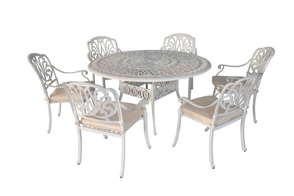 Белый набор садовой мебели William VI из литого алюминия от компании Металлическая мебель из литого алюминия, элитные садовые качели - фото 1