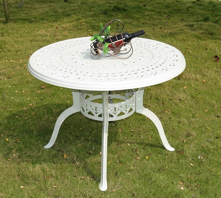 Белый стол из литого алюминия Gera 100 White ##от компании## Металлическая мебель из литого алюминия, элитные садовые качели - ##фото## 1