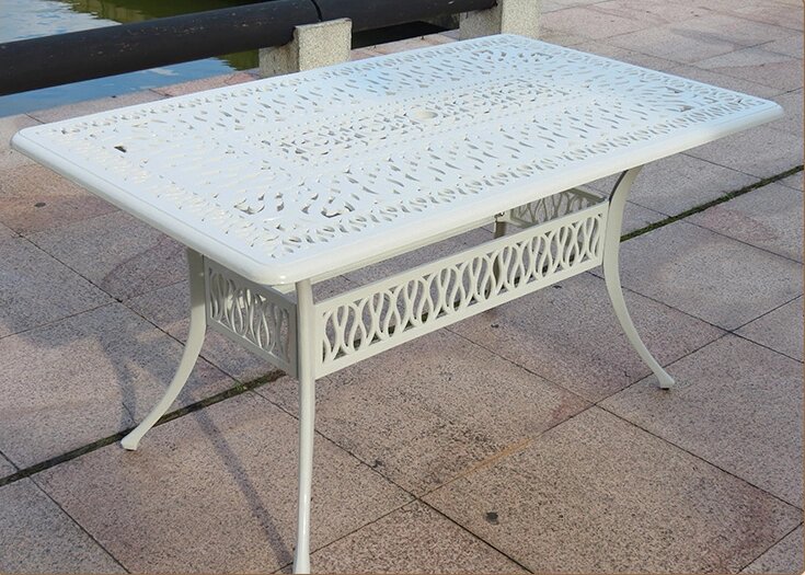 Белый стол из литого алюминия Rimini 6 от компании Металлическая мебель из литого алюминия, элитные садовые качели - фото 1