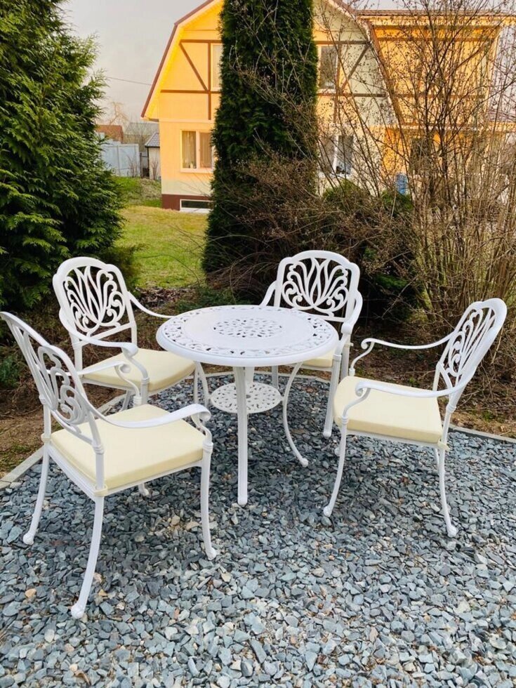 Комплект мебели из литого алюминия Geneva 4 White от компании Металлическая мебель из литого алюминия, элитные садовые качели - фото 1
