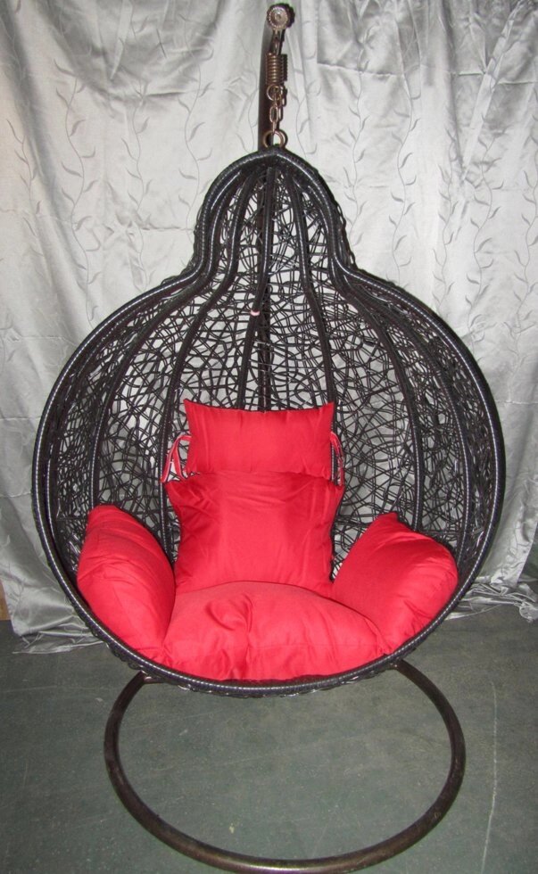 Кресло подвесное из ротанга Bolla Nero без стойки от компании Металлическая мебель из литого алюминия, элитные садовые качели - фото 1