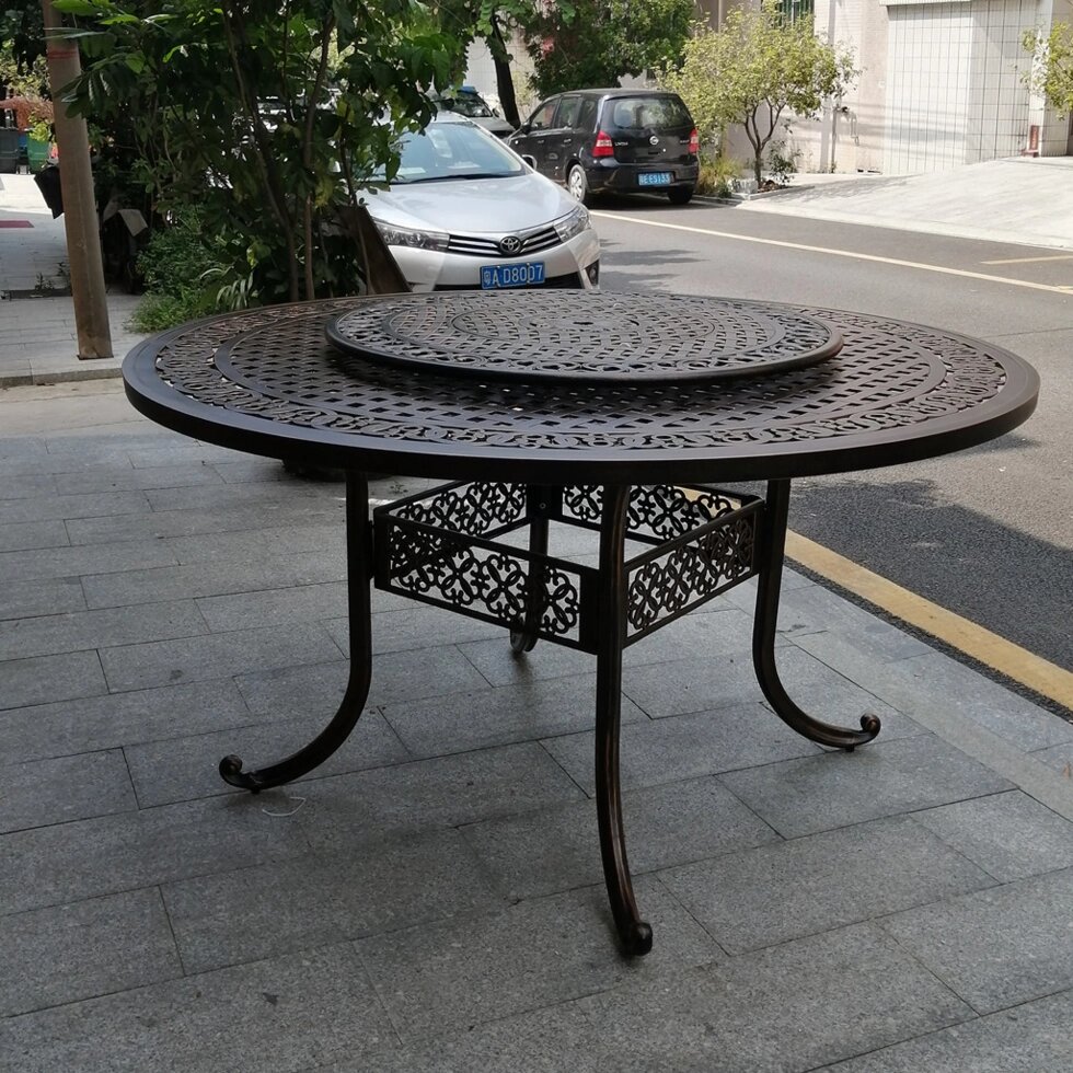 Круглый стол из литого алюминия с подносом от компании Металлическая мебель из литого алюминия, элитные садовые качели - фото 1