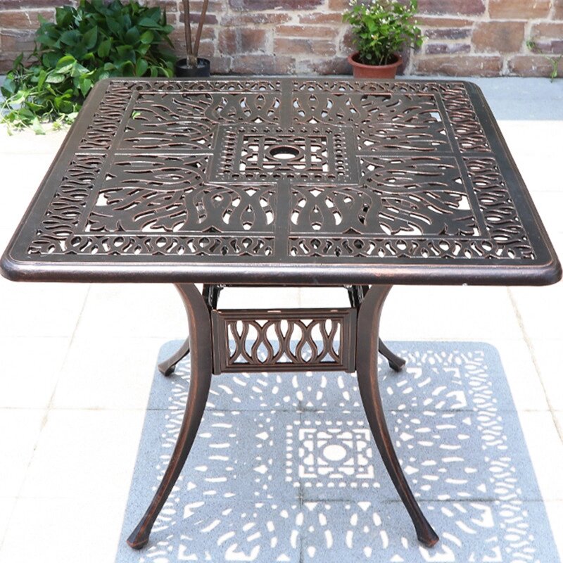 Квадратный стол из литого алюминия ##от компании## Металлическая мебель из литого алюминия, элитные садовые качели - ##фото## 1