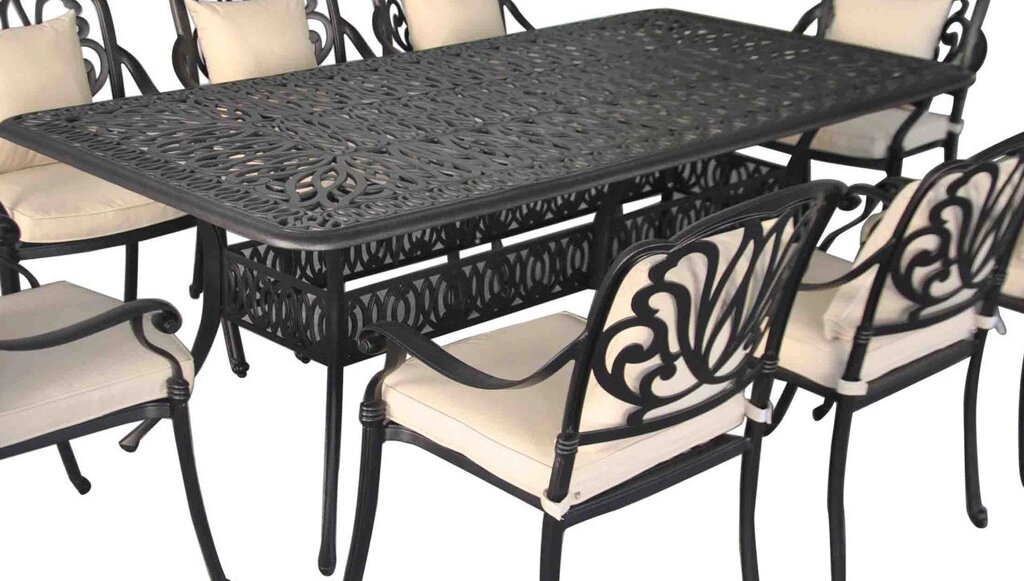 Обеденный садовый стол из литого алюминия от компании Металлическая мебель из литого алюминия, элитные садовые качели - фото 1