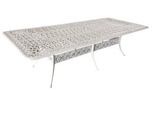 Белый стол из литого алюминия Louis X в Москве от компании Металлическая мебель из литого алюминия, элитные садовые качели