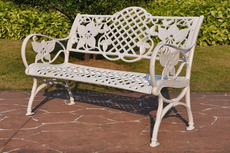Садовая скамейка из литого алюминия White Lily - доставка