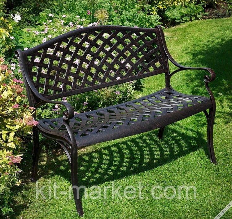 Садовая скамья из литого алюминия от компании Металлическая мебель из литого алюминия, элитные садовые качели - фото 1
