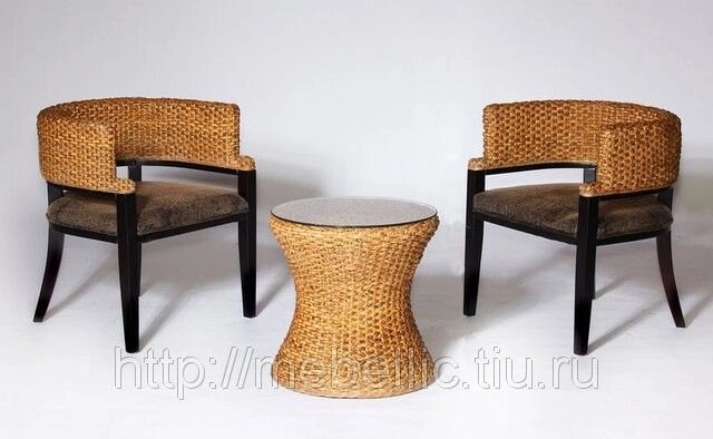 Стол и кресла из гиацинта от компании Металлическая мебель из литого алюминия, элитные садовые качели - фото 1