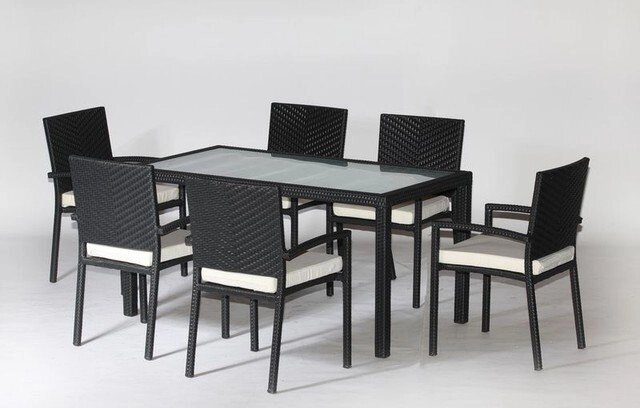 Стол садовый и 5 стульев из искусственного ротанга от компании Металлическая мебель из литого алюминия, элитные садовые качели - фото 1