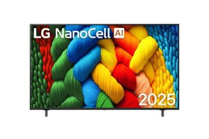 Телевизор LG 65NANO80A6B, операционная система webOS 25, 4K Ultra HD, пульт Magic Remote