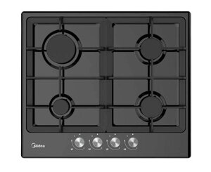 Газовая поверхность Midea MG606B, газ-контроль, чугун, автоподжиг, черный