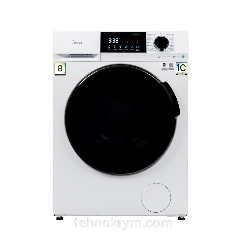 Стиральная машина Midea MFC3814BSW47/W, инверторный мотор, стирка с паром, загрузка 8 кг от компании Интернет-магазин "Технокрым" по продаже телевизоров и бытовой техники - фото 1