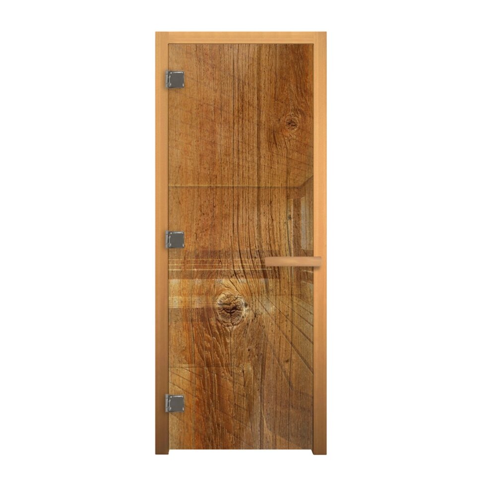 Дверь стекло Декор "Дерево" Стандарт 1900х700 (8мм, 3 петли 710 CR) (Осина) Везувий от компании ProPechi - фото 1