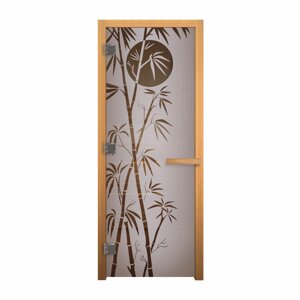 Дверь стекло Сатин Матовая "Бамбук" 1900х700 мм (8мм, 3 петли 710) (Магнит) (Осина) Везувий
