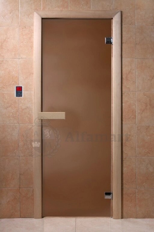 Дверь стеклянная, бронза матовая 1900х700 эконом, хвоя, 6 мм, 2 петли (DoorWood) от компании ProPechi - фото 1