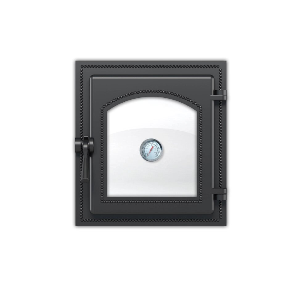 Дверца каминная чугунная с термометром Везувий (270) стекло, антрацит (Везувий) от компании ProPechi - фото 1